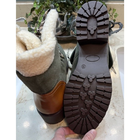 Skechers Air Cooled Memory Foam Lace Up Suede Leather Boots Green Size 10 New - Picture 8 of 11